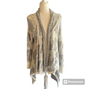 TOBI Gray Knit Open Front Waterfall Sweater Size M
